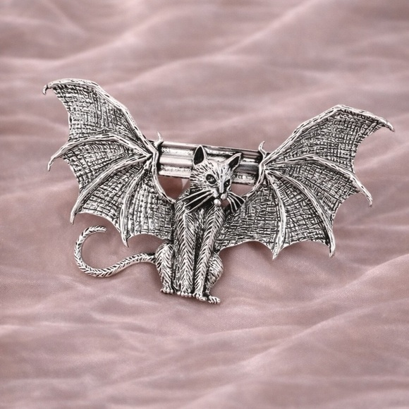 Gothic Silver Bat Cat Hair Clip main image 7